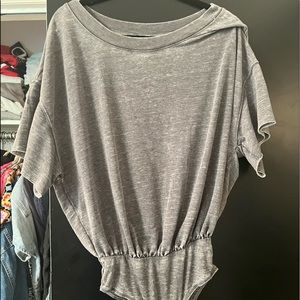 Gray free people t shirt bodysuit